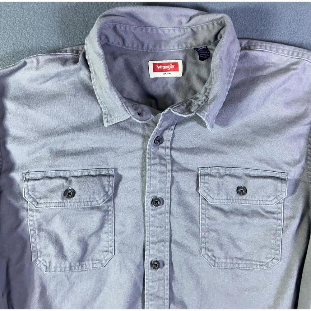 Wrangler Denim Shirt Adult XLarge XL Grey Rodeo Western Cowboy Horse Ranch Mens - Picture 5 of 10